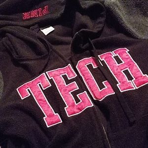 Front zip up hoodie VS pink logo on hoodie